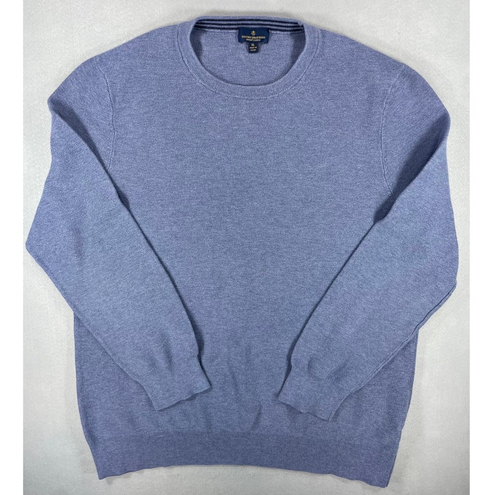 Brooks Brothers Mens Sweater Crewneck Blue Supima Cotton XL